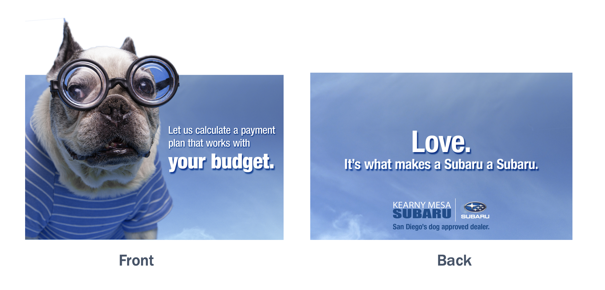 Kearny Mesa Subaru — Budget tent card point-of-sale